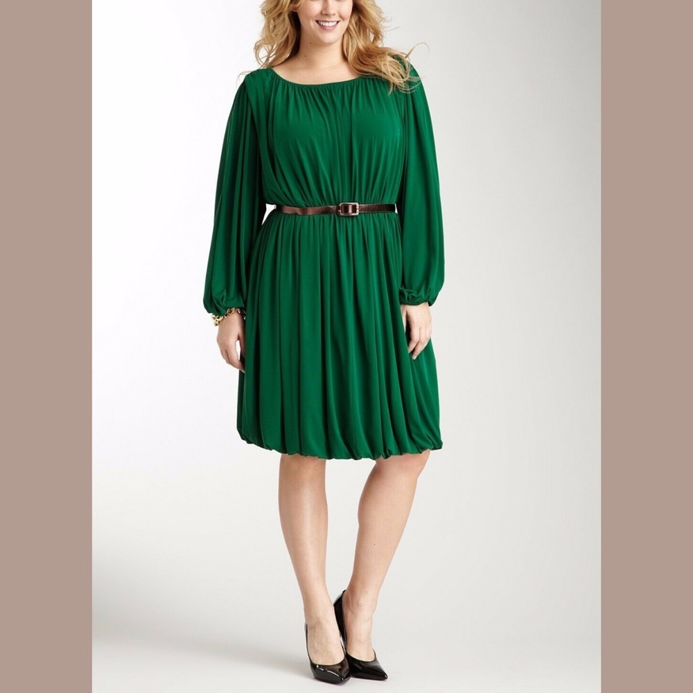 NWD Ellen Tracy Cold Shoulder Long Sleeve‎ Pleated Trim Dress [SZ 20W ]